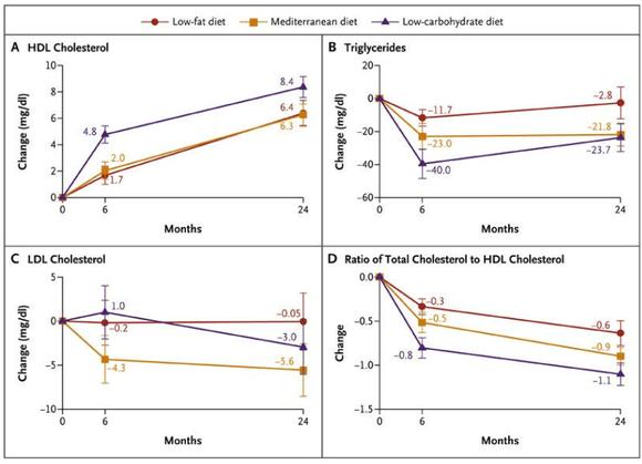 Cholesterol low carb vs low fat